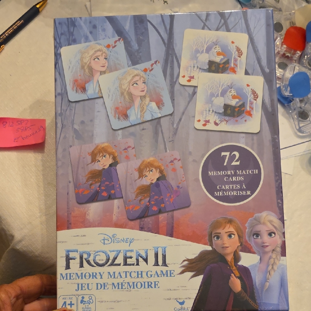 Disney Frozen II Memory Match Game with Purple and Blue
